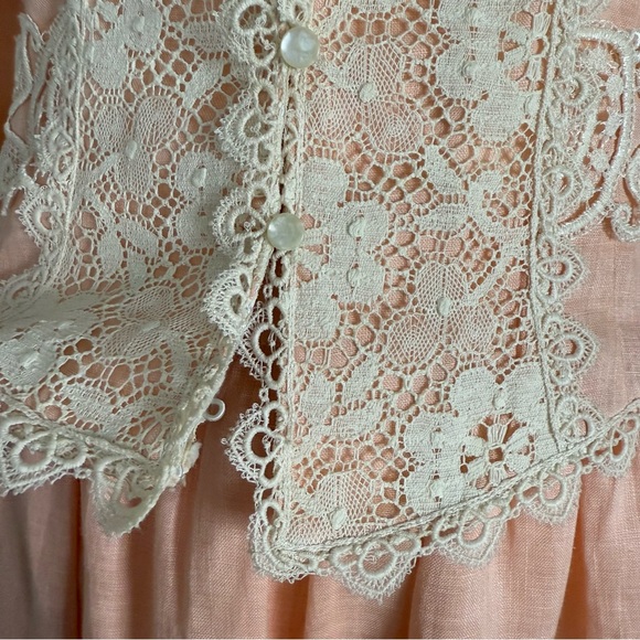 Vintage 1980s LORRIE KABALA Victorian 2pc Lace Linen Set, Juliet Sleeves Size 8 - Picture 8 of 16